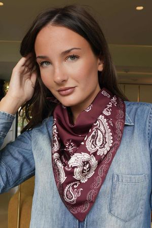 Bandana Triangle Silk Neckerchief Burgundy